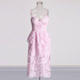 Fashion French Dress Women's 2025 Spring High-End Women's Dress Sexy Lace Hollow Sling