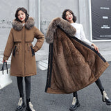 Winter Jacket Women Thick Parkas Long Fur Liner Hooded Winter Coat Women Cotton Padded Jacket Gilrs Jaqueta