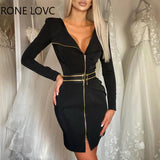 Women Plain Zipper Design Long Sleeve Dress Shirt Dress Elegant Fashion Party