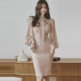 Harajuku Lace Bandage Dress Evening One Piece Korean Ladies Long SLeeve Party Sexy Maxi Dresses for Women Spring