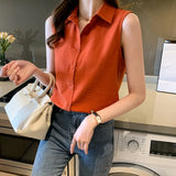 Style Summer Solid Color Basic Vest Vest Women Wear A Shirt Sleeveless Chiffon Bottom Inside The