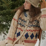 Knitted Design Buttoned Cardigan- Outfit