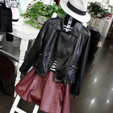 Autumn Women Black Slim Cool Lady PU Leather Jackets Sweet Female Zipper Faux Femme Outwear Jacket Coat Plus Size Gothic
