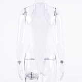 Zingj 2024 Summer New Women's Slim Vest Top Sexy Hanging Neck Sleeveless High Slit Jumpsuit-Outfit