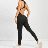 Zingj Zipper Conjoined Yoga Suit Sports Onesie Hollow Back Running Fitness One-Piece Yoga Pants-Outfit