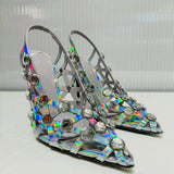 Spring And Summer New Fashion Diamond Magic Luxury High Heel Sandals Sexy Fine Heel Pointed Shoes Women's