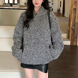Zingj Small Sweet Hooded Hoodie Men And Women Spring And Autumn New Design Sense Tweed Woven Hooded Jacket