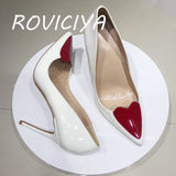 Pumps with Red Heart Women Shoes Classics 12cm High Heel Shoes Pointed Toe Women Party Wedding 10cm 8cm QP099
