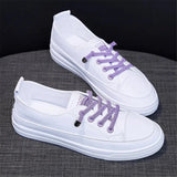 Women White Embroidery Shoes 2021 New Arrival Fashion Casual Platform Flats Breathable Comfort Skateboarding Vulcanized