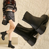 Platform Ankle Boots Thick Heel 2025 New British Style Retro Nude Boots High Heel Round Martin Boots
