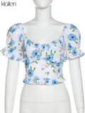 Fashion Elegant Print Floral Boho French Romantic Shirts For Women Summer New Casual Streetwear Y2K Wild Basic
