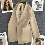 Zingj Metal Button Suit Jacket Female Fall 2024 New British Style Design Sense Double Breasted Korean