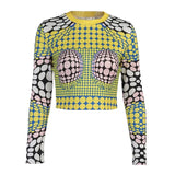 Women Autumn Long Sleeve Printed Slim Fashion T Shirt Crop Tops 2021 Fall Female Clothing Streetwear Wholesale