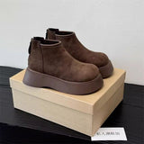 The Simple Non-Slip Cotton Boots Women 2025 Elegant Temperament Simple Solid Color Round Head Snow Boots High