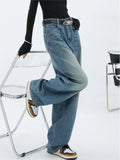 blue baggy boyfriend jeans with wash