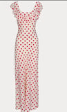 Red Polka Dot Off Shoulder Maxi Dress-Outfit