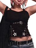 Women Tank Tops Summer Gothic Punk Style Casual Star Print Bandage Crop Tops for Streetwear Club