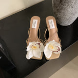 The Summer Of 2024, Detachable Flowers, Toe-Pinned Roman Sandals, Holiday Slippers, Thick Heels And Two High-Heeled Women's
