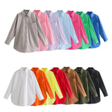 Street Fashion 14 Color Urban Women With Pocket Shirt Casual Autumn
