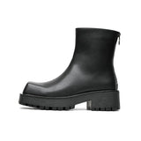 2025 New Square Head Thick Bottom Male Rear Zipper Youth Low Tube Medium Heel High Top Martin
