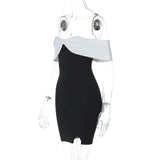 Black Off-shoulder Bodycon Contrast Mini Dress- Outfit