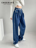 Streetwear Straight Leg Baggy Jeans Woman Spring 2022 Fashion Long Blue Denim Pants Women High Waisted Jeans