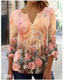 Wear Floral Printed V-neck Sleeve Pleated