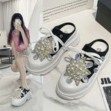 Baotou Half Slippers Female Wear New Summer Rhinestone Pine Shoes Platform Lazy