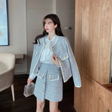 2023 Autumn Winter Plaid Floral Elegance Blazer Pencil Skirt Luxury 2 Piece Matching Outfit Women's Clothing High