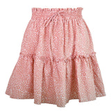 Summer Women's High Waist Chiffon Big Swing Short Skirt Printed Pleated Polka Dot Skirt Casual Short