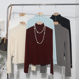 Half High-Necked Bottomed Shirt Women's Autumn And Winter New Bow Embroidery Inside The Top Of The Jacket T-Shirt