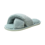 Zingj Size Cross Wool Slippers Female Autumn Winter New Flat Floor Indoor Floor Drag Air Conditioning Drag A Word Slippers- Outfit