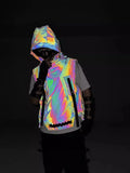 Function Wind Dazzle Color Reflective Vest Male Autumn And Winter Tactics Hip-Hop Hooded Coat Outdoor Work Vest-Outfit
