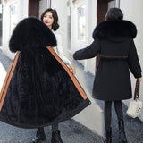 Winter Jacket Women Thick Parkas Long Fur Liner Hooded Winter Coat Women Cotton Padded Jacket Gilrs Jaqueta