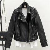 Zingj Spring And Autumn Haining New Slim Lapel Leather Women's Short Coat Women's Pu Jacket Motorcycle Clothing Women's