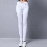 Women 2020 Spring Elastic Female Casual Cotton Pencil Trousers White Blue Black Slim Skinny Pants Strethcy Woman