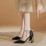 Shoes Wedding Shoes Sweet High Heels Princess Shoes Female Pointed Fine Heel Single Shoes With Skirt French Small