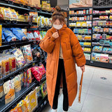 Real Shoot New Cotton-Padded Clothes In Winter Long Over The Knee Down Cotton Jacket Korean Version Loose And Thick Hooded Cotton-Padded Jacket Coat-Outfit