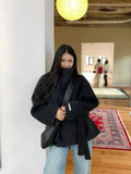 Autumn And Winter New Women's Commuting Collar Button Belt Belt Coat