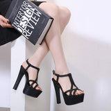 Zingj Roman Fish Mouth Sandal Women's Summer New Super High Heels Waterproof Table Nightclub Sexy Thick Heels