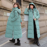 Over The Knee Long Cotton Jacket Coat Female 2024 Winter New Korean Version Of Fashion Slim Down Cotton Hat And Thick Padded Coat-Outfit