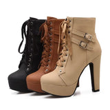 Cross-Tie Martin Boots Boots High Heel Women's Shoes Waterproof Belt Buckle Low-Spring Women's