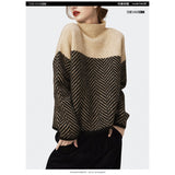 Design Sense Niche Knitted Jersey High-Neck Loose Streak Languid Wind Thick Sweater