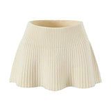 Knitted High Neck Long Sleeve Top And Mini Skirt Set-Outfit