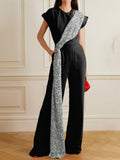 Wide Leg Pants Printed Two Piece Set New Summer Slan shoulder Sexy Party Sequins Suits Commuter High Waist Office Lady