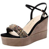 High-Heeled Sandals Women 2025 New Summer Thick-Soled Waterproof Table Roman Buckle With Slope Heel High