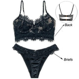 Ultra Thin Lace Underwear Sets Women Bralette Push Up Brassiere Sexy Eyelash Bra French Lingerie Female Bra and Panty