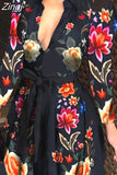 Women Printed Long Sleeve Dress Casual Bandage Mini A-line Dresses Sexy Party Summer Feminias Vestidos Women