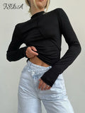 Turtleneck Y2K 2021 Long Sleeve T Shirts Women White Autumn Winter Casual Black Basic Gray Sexy Tops 90s Fashion