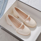 Red Fairy Temperament Mary Treasure Shoes Women 2025 Summer New Thick Heel High-Heeled Women Pure Color Bion Fashion